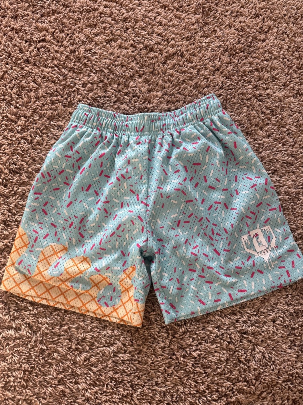 Baseball Lifestyle Light Blue Ice Cream Print Kids Shorts